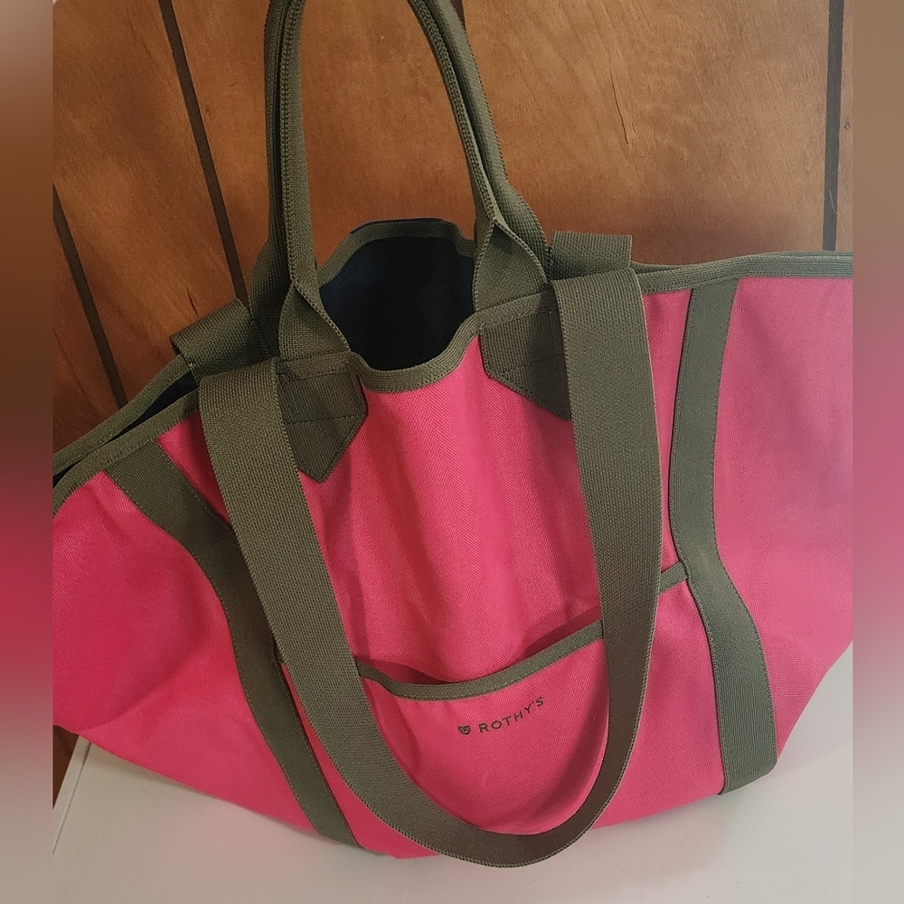 Rothy's Pink and Olive Tote Bag - Picture 3 of 11